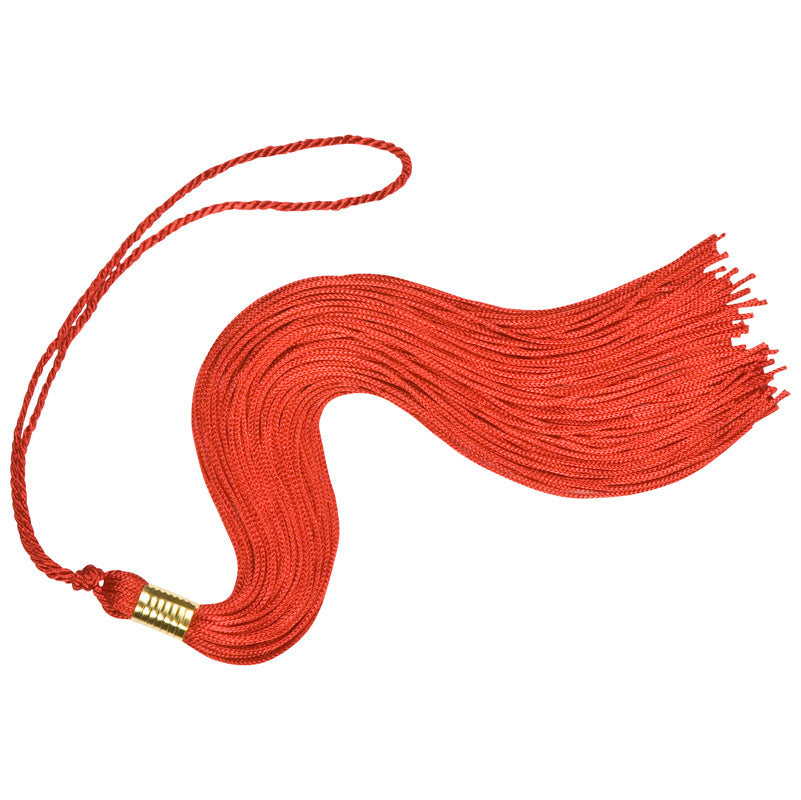 Bright red graduation tassel