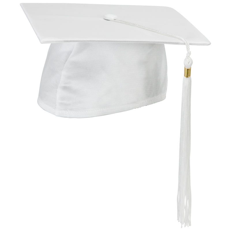 White Cap and Tassel Shiny Satin Finish
